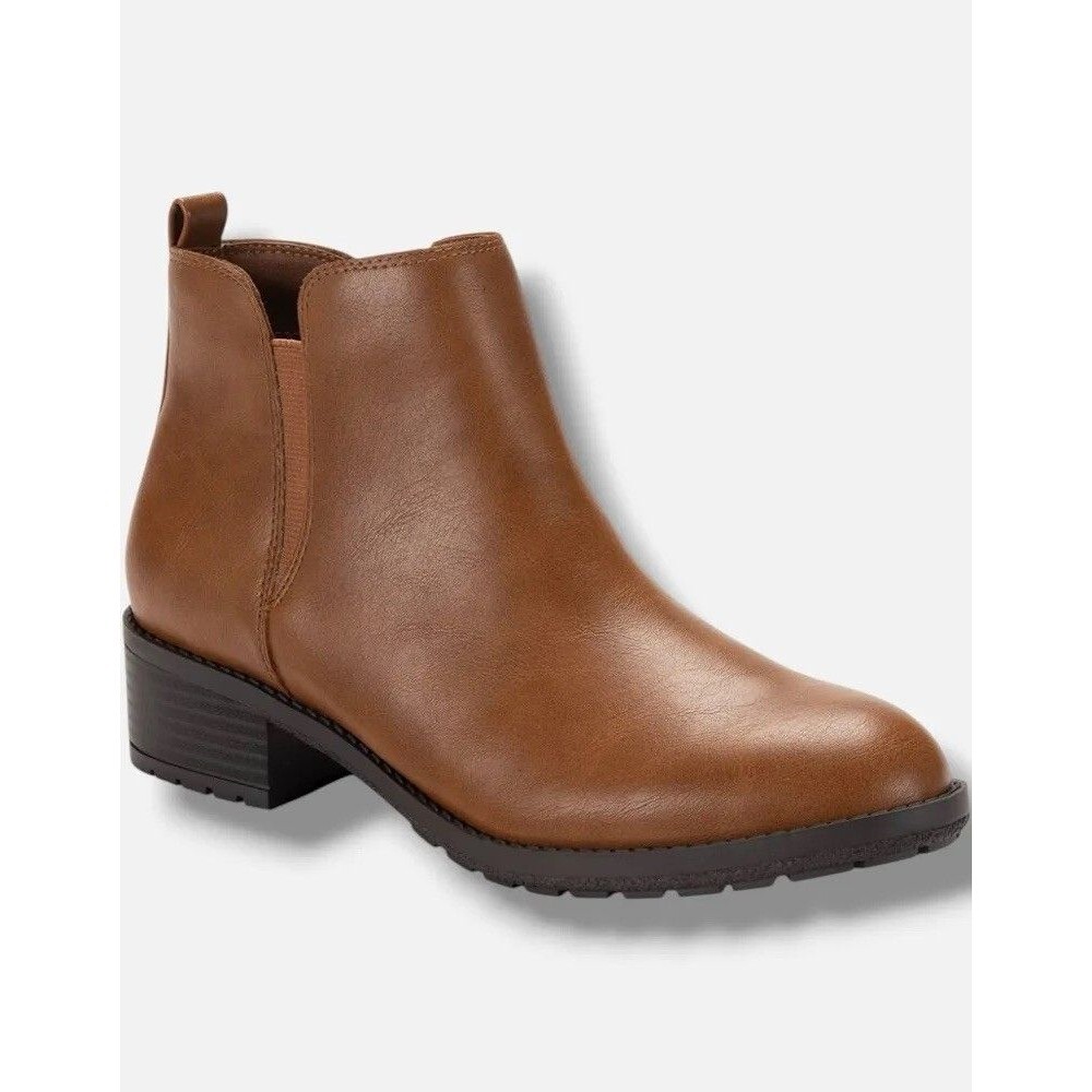 Style & Co Garnerr Womens Tan Cognac Brown Chelsea Lug Sole Ankle Boots 8.5 M